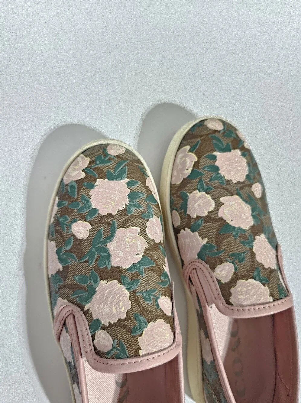 Coach Floral Signature Slip On Sneakers Pink Rose Print Size 6.5